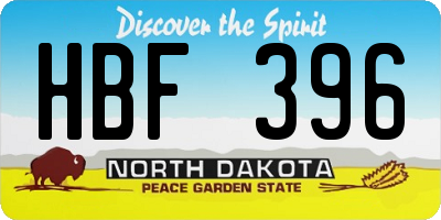 ND license plate HBF396