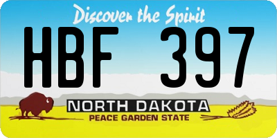 ND license plate HBF397