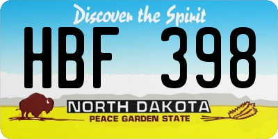ND license plate HBF398