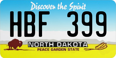 ND license plate HBF399