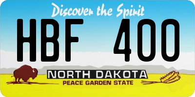 ND license plate HBF400