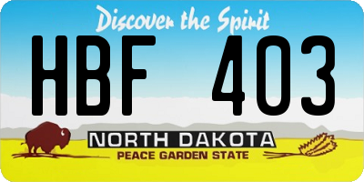 ND license plate HBF403