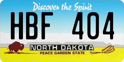 ND license plate HBF404