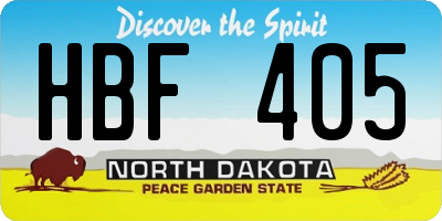 ND license plate HBF405