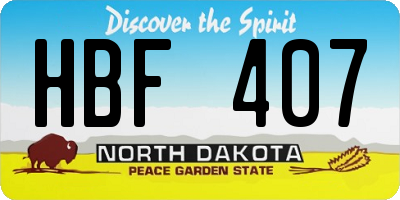 ND license plate HBF407