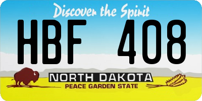 ND license plate HBF408