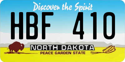 ND license plate HBF410