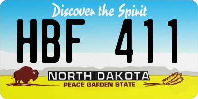 ND license plate HBF411