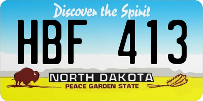 ND license plate HBF413