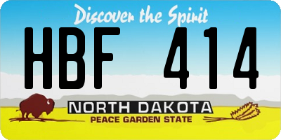 ND license plate HBF414