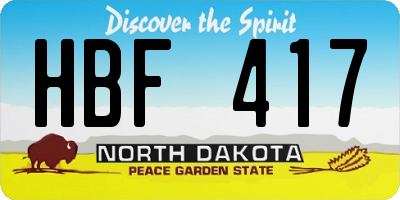 ND license plate HBF417
