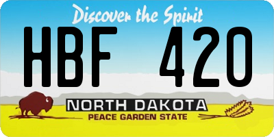 ND license plate HBF420