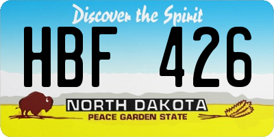 ND license plate HBF426