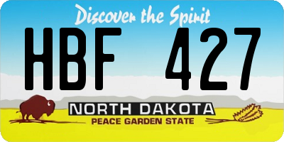 ND license plate HBF427
