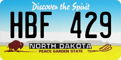 ND license plate HBF429