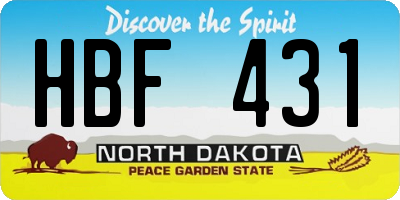 ND license plate HBF431