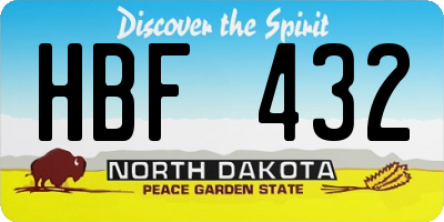 ND license plate HBF432