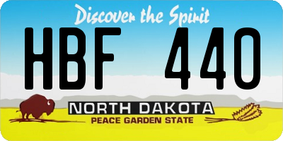 ND license plate HBF440