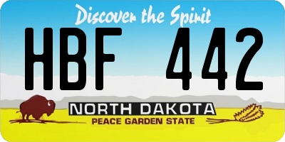 ND license plate HBF442
