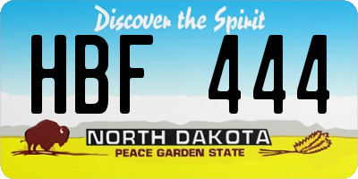 ND license plate HBF444