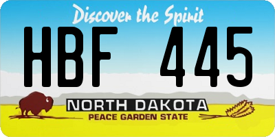 ND license plate HBF445