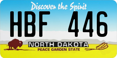 ND license plate HBF446