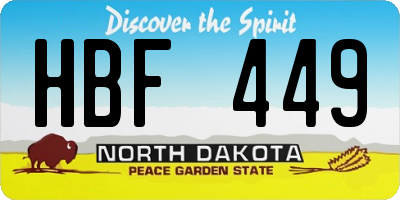 ND license plate HBF449