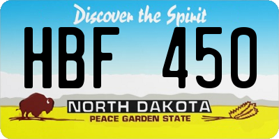 ND license plate HBF450