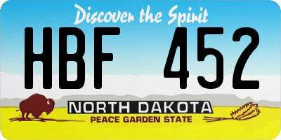 ND license plate HBF452