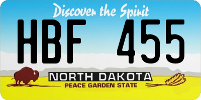 ND license plate HBF455