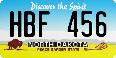 ND license plate HBF456