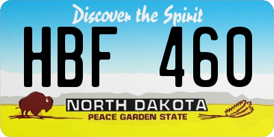 ND license plate HBF460