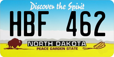 ND license plate HBF462