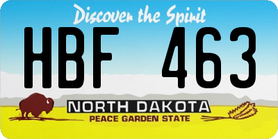 ND license plate HBF463