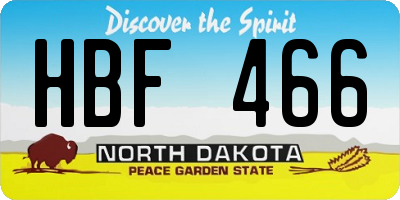 ND license plate HBF466