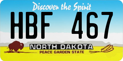 ND license plate HBF467