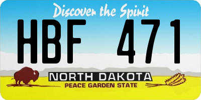 ND license plate HBF471