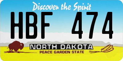 ND license plate HBF474