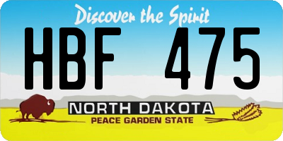 ND license plate HBF475
