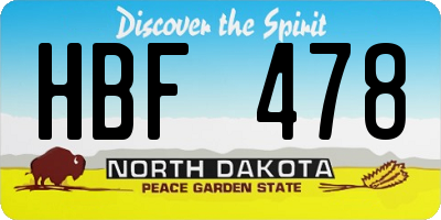ND license plate HBF478