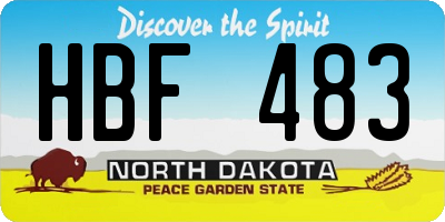 ND license plate HBF483