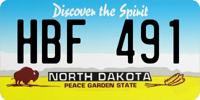 ND license plate HBF491