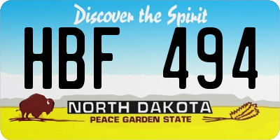 ND license plate HBF494