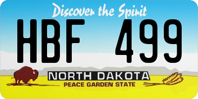 ND license plate HBF499