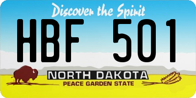 ND license plate HBF501