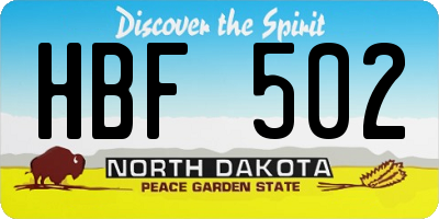 ND license plate HBF502