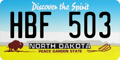 ND license plate HBF503
