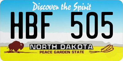 ND license plate HBF505