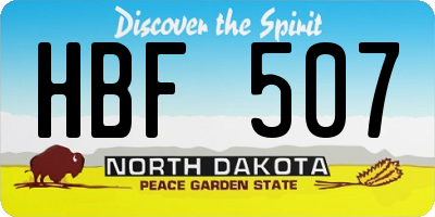 ND license plate HBF507