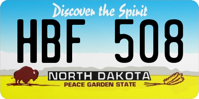 ND license plate HBF508